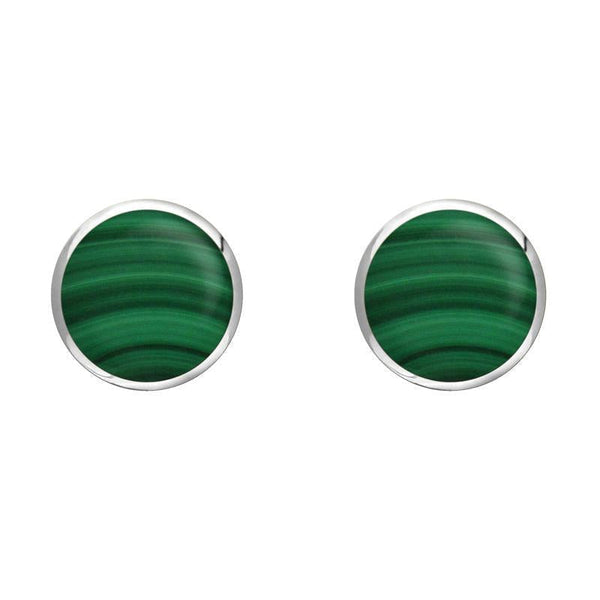 Sterling Silver Malachite 6mm Classic Medium Round Stud Earrings, E003