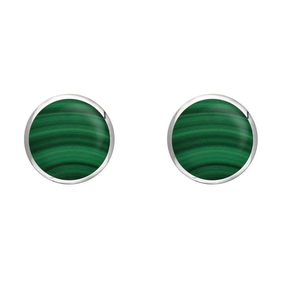 Sterling Silver Malachite 6mm Classic Medium Round Stud Earrings, E003