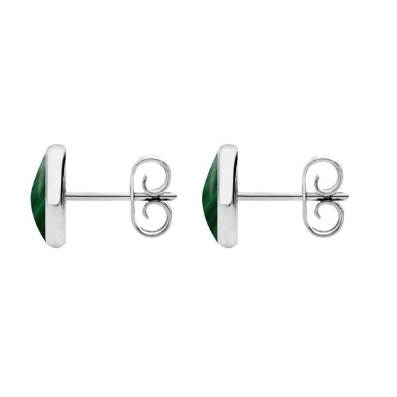 Sterling Silver Malachite 8mm Classic Large Round Stud Earrings, E004