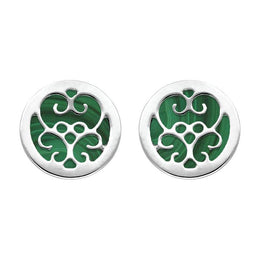 Sterling Silver Malachite Flore Filigree Stud Earrings, E1782