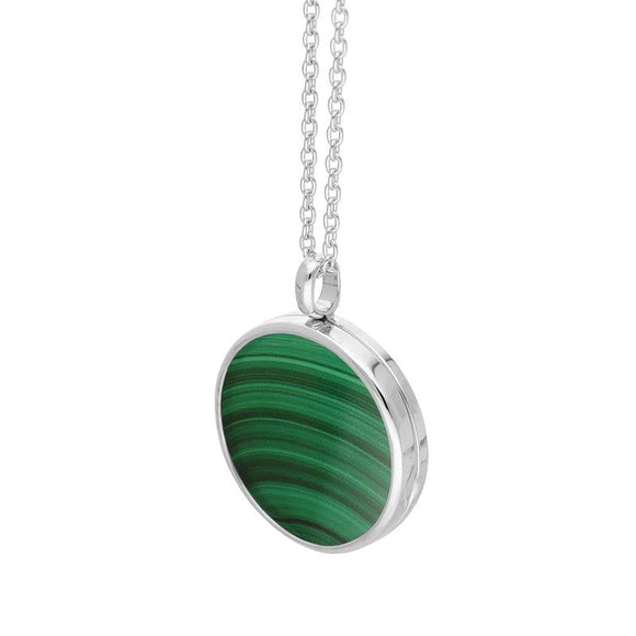 Sterling Silver Malachite Medium Round Locket, P3550C_2