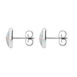 Sterling Silver Opal 8mm Classic Large Round Stud Earrings, e004