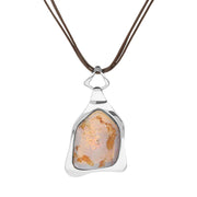 Sterling Silver Opal Large Unique Abstract Necklace SILOPALUN