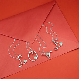 Sterling Silver Opal Love Letters Initial Y Necklace, P3472.