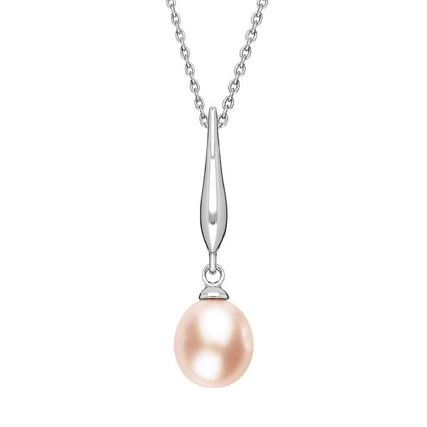 Sterling Silver Pearl Peach Drop Necklace, P1818C.