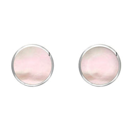 Sterling Silver Pink Mother of Pearl 6mm Classic Medium Round Stud Earrings, E003