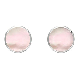 Sterling Silver Pink Mother of Pearl 8mm Classic Large Round Stud Earrings, e004