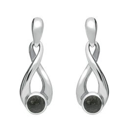 Sterling Silver Preseli Bluestone Eternity Loop Drop Earrings, E074