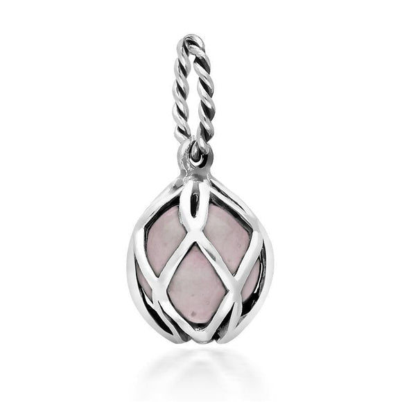 Sterling Silver Rose Quartz Emma Stothard Silver Darling 8mm Float Charm, G970.