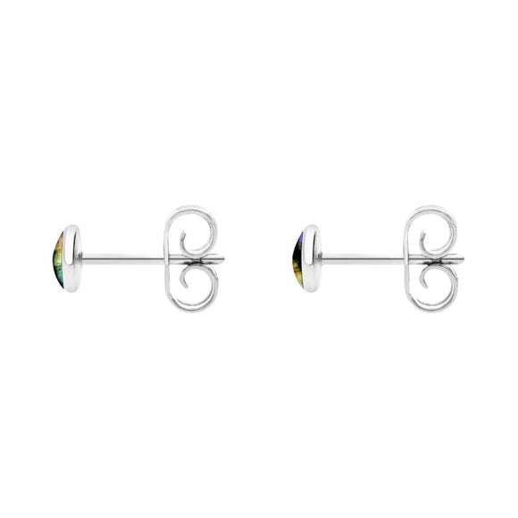 Sterling Silver Spectrolite 4mm Classic Small Round Stud Earrings, E001