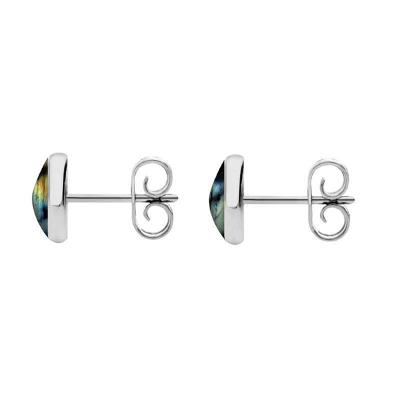 Sterling Silver Spectrolite 6mm Classic Medium Round Stud Earrings, E003
