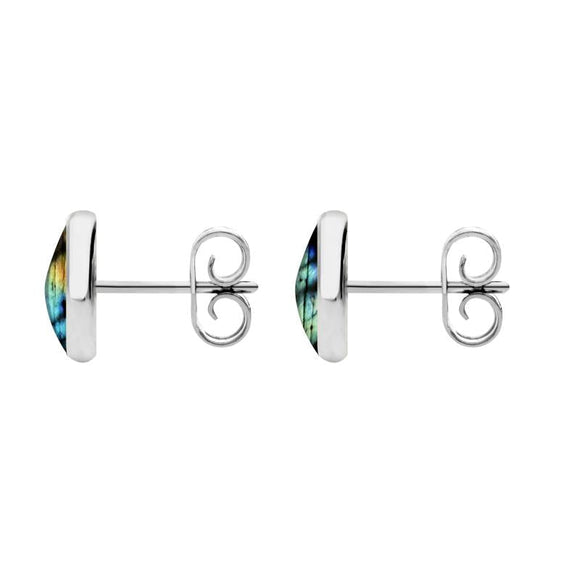 Sterling Silver Spectrolite 8mm Classic Large Round Stud Earrings, e004