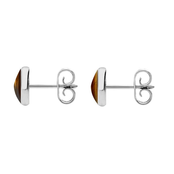 Sterling Silver Tigers Eye 6mm Classic Medium Round Stud Earrings, E003