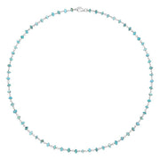 Sterling Silver Turquoise 4mm Bead Chain Link Necklace, N952_16.