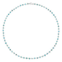 Sterling Silver Turquoise 4mm Bead Chain Link Necklace, N952_16.