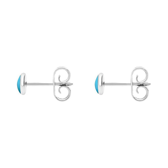 Sterling Silver Turquoise 4mm Classic Small Round Stud Earrings, E001