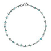 Sterling Silver Turquoise Bead Chain Bracelet. B945.
