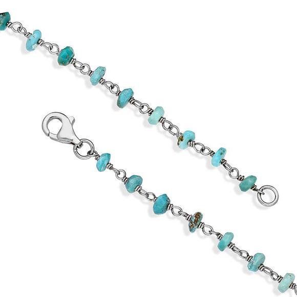 Sterling Silver Turquoise Bead Chain Bracelet. B945_2