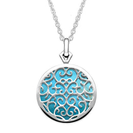 Sterling Silver Turquoise Flore Filigree Necklace, P2339C