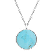 Sterling Silver Turquoise Large Round Locket, P3551C.