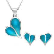 Sterling Silver Turquoise Split Heart Two Piece Set