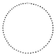 Sterling Silver Whitby Jet 4mm Bead Chain Link Necklace, N952_16.