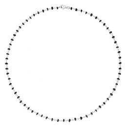 Sterling Silver Whitby Jet 4mm Bead Chain Link Necklace, N952_16.