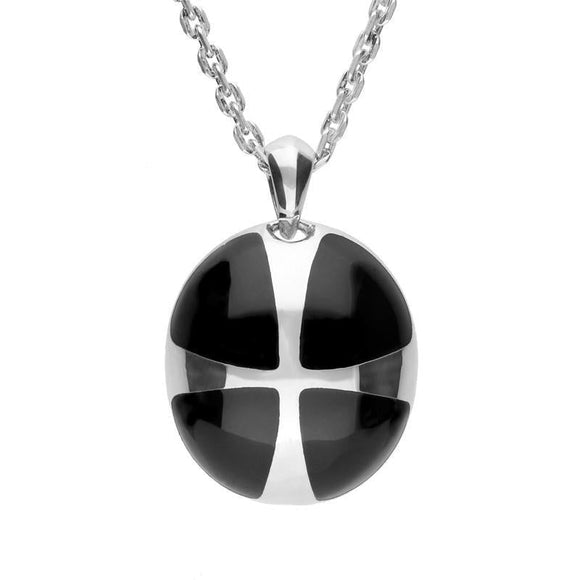 Sterling Silver Whitby Jet Cross Ball Three Piece Set P2709 E2021 R904