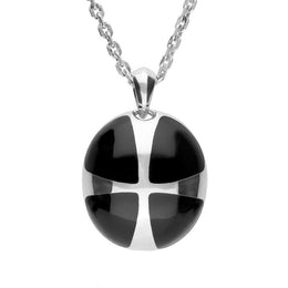 Sterling Silver Whitby Jet Cross Ball Three Piece Set P2709 E2021 R904