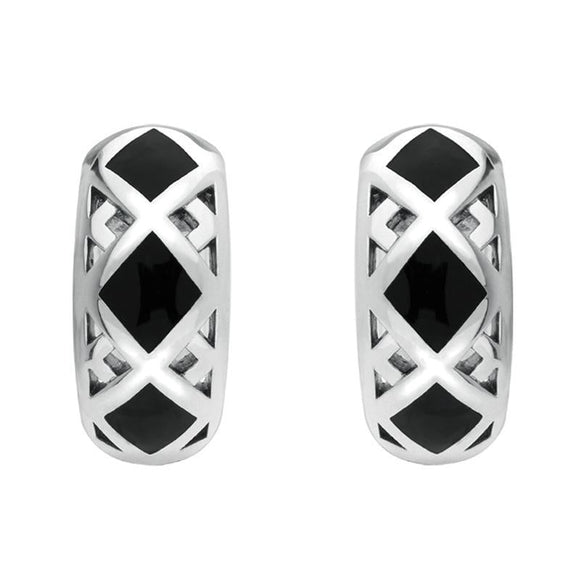 Sterling Silver Whitby Jet Curved Crossover Three Piece Set P2712 E2023 B995