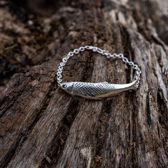 Sterling Silver Whitby Jet Emma Stothard Silver Darling Chain Link Bracelet, B1202.Sterling Silver Whitby Jet Emma Stothard Silver Darling Chain Link Bracelet, B1202.