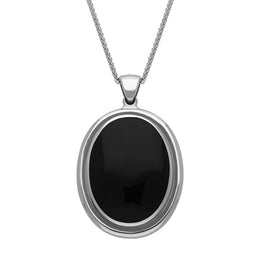Sterling Silver Whitby Jet Framed Oval Necklace. P250.