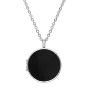 Sterling Silver Whitby Jet Large Round Locket, P3551C.