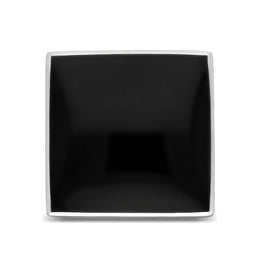 Sterling Silver Whitby Jet Large Square Ring, R605_2