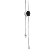 Sterling Silver Whitby Jet Lineaire Round Stone Adjustable Necklace. N1136._2