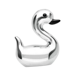 Sterling Silver Whitby Jet Luckiest Duck Large Ornament, G962.