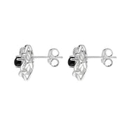 Sterling Silver Whitby Jet Open Star Flower Stud Earrings E2566