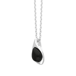 Sterling Silver Whitby Jet Teardrop Pendant, P2529_3