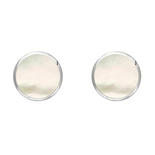 Sterling Silver White Mother of Pearl 6mm Classic Medium Round Stud Earrings, E003