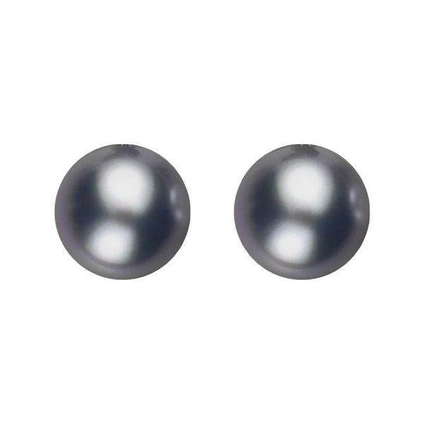 Sterling Silver 5mm Black Freshwater Pearl Stud Earrings. E618.