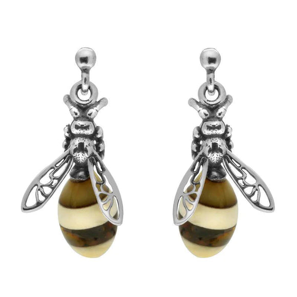 Sterling Silver Amber Bee Stud Earrings E2424