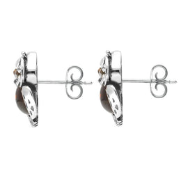 Sterling Silver Amber Cubic Zirconia Small Owl Stud Earrings E2330