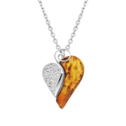 Sterling Silver Amber Large Swirl Heart Necklace, P2483.