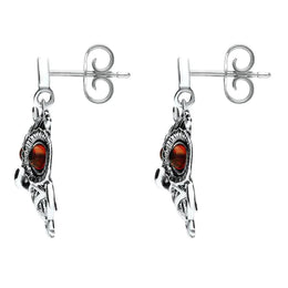 Sterling Silver Amber Orange Owl Stud Earrings E2329