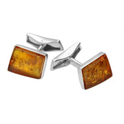 Sterling Silver Amber Rectangle Cufflinks CL510
