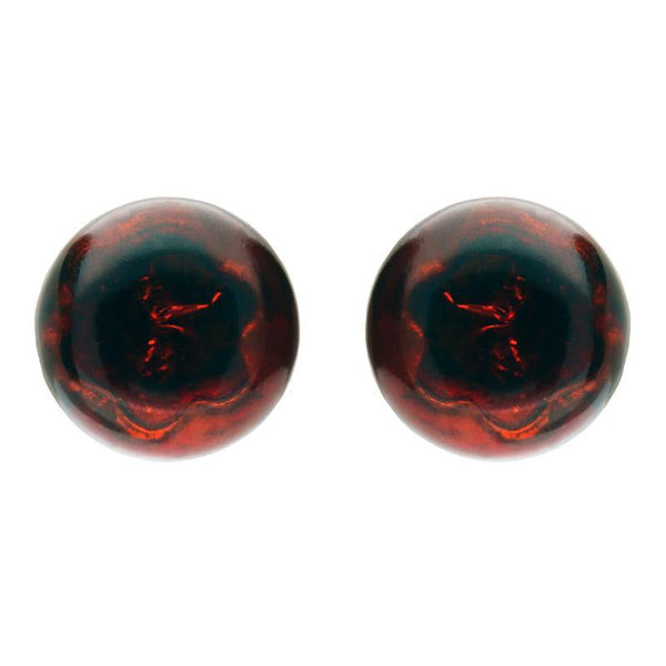 Sterling Silver Amber Round Domed Stud Earrings. E2338.