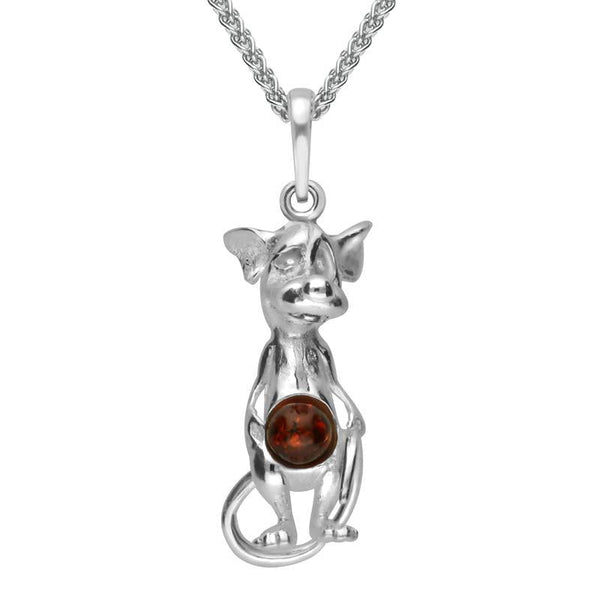 Sterling Silver Amber Small Mouse Necklace P3493