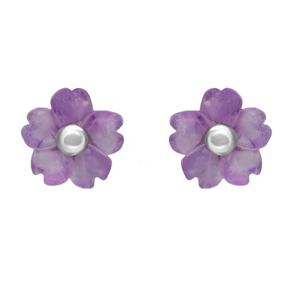 Sterling Silver Amethyst Tuberose Gypsophila Stud Earrings, E2157.
