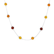 Sterling Silver Baltic Amber Link Bead Necklace. N1008