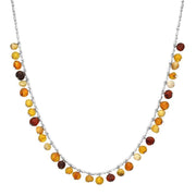 Sterling Silver Baltic Amber Necklace Dropped Bead Necklace